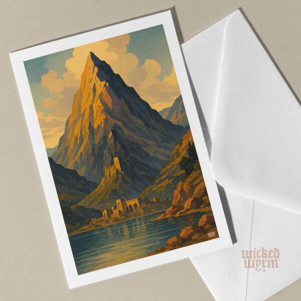 Erebor | The Lonely Mountain | Tolkien Inspired A5 Greetings Card | Blank Inside | Fantasy Gift for Middle-earth Fans | WickedWyrm | UK