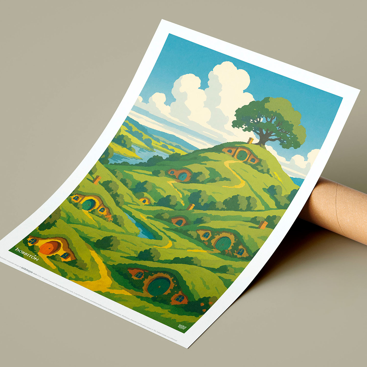 Hobbiton | The Shire | Tolkien Inspired A3 Art Print | Fantasy Wall Decor for Middle-earth Fans | WickedWyrm | UK