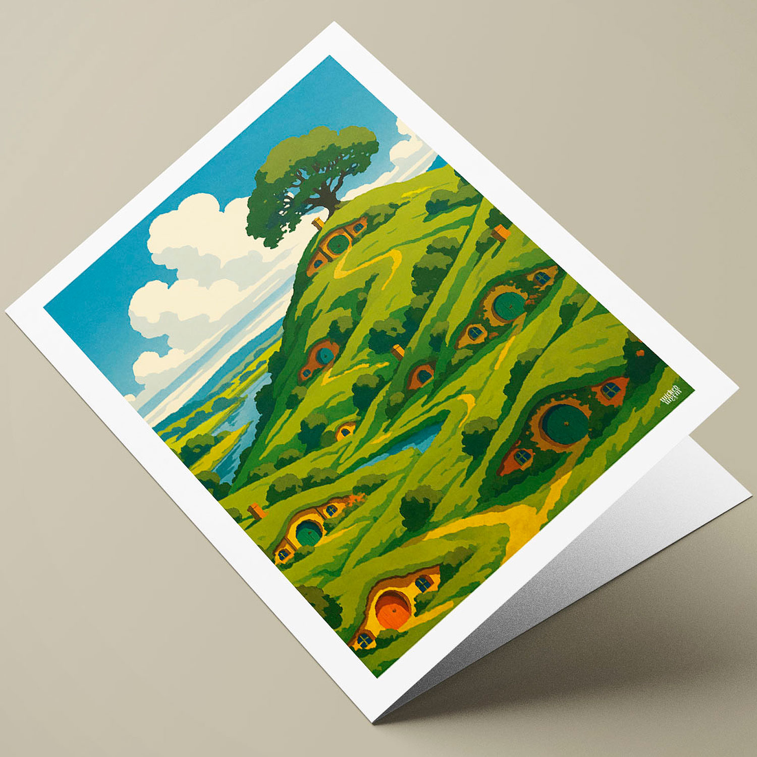 Hobbiton | The Shire | Tolkien Inspired A5 Greetings Card | Blank Inside | Fantasy Gift for Middle-earth Fans | WickedWyrm | UK